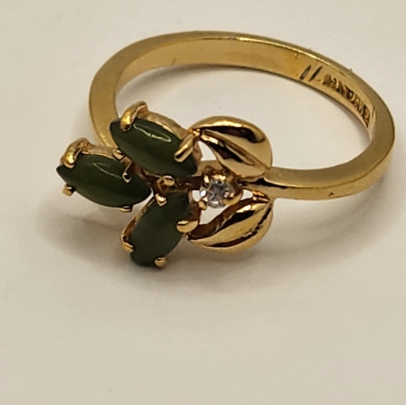 22k gold, diamond and jade ring - Picture 6 of 6